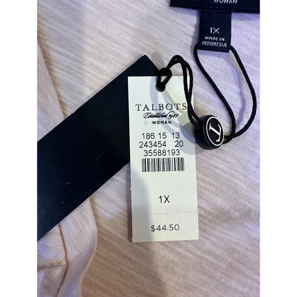 NWT Talbots 1x plus women 100% cotton pink knit henley cottage beachy romantic - Picture 7 of 8